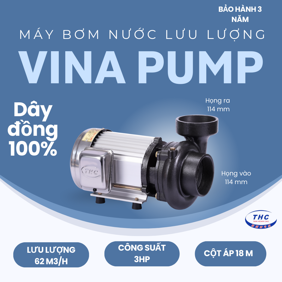 Máy bơm nước ly tâm Vina Pump 3HP họng 114/114