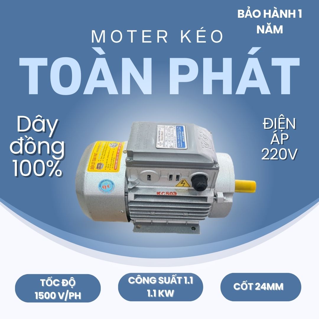 Motor kéo vỏ nhôm Toàn Phát 1.5 HP – 1.1 KW/220v