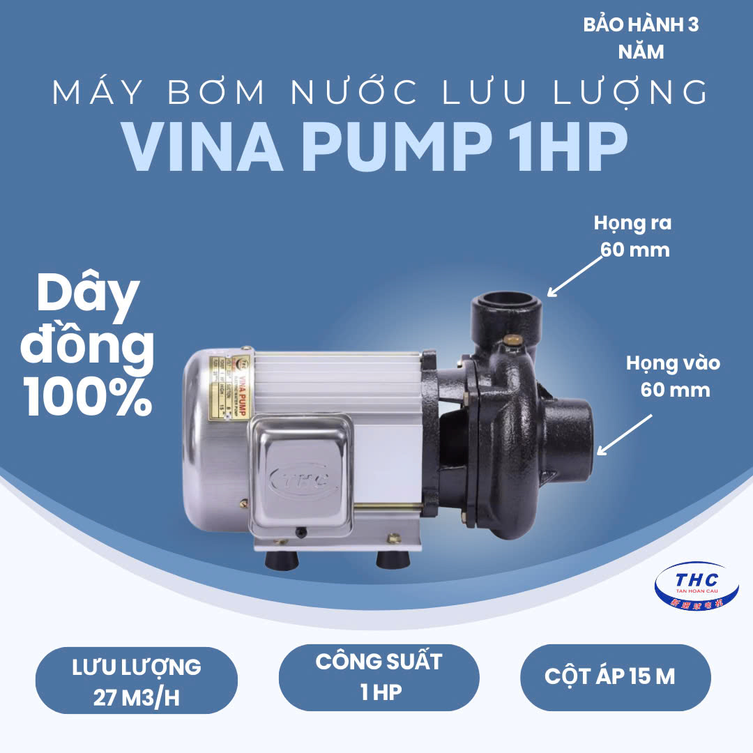 Máy bơm nước ly tâm Vina Pump 1HP Họng 60/60