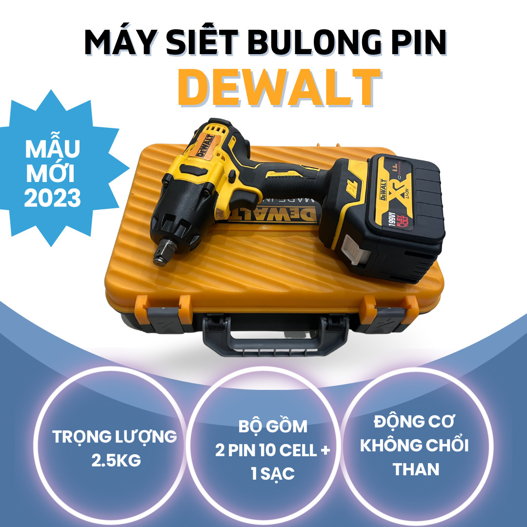 Máy vặn ốc bulong động lực pin dewalt (hộp gồm 2 pin 1 sạc)