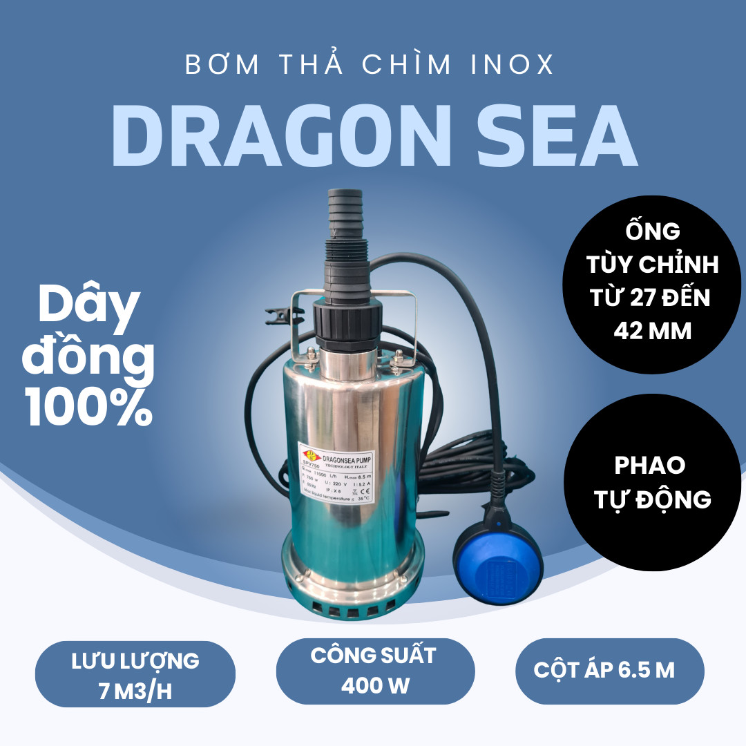 Máy bơm nước thả chìm Inox có phao chống cạn- 400W