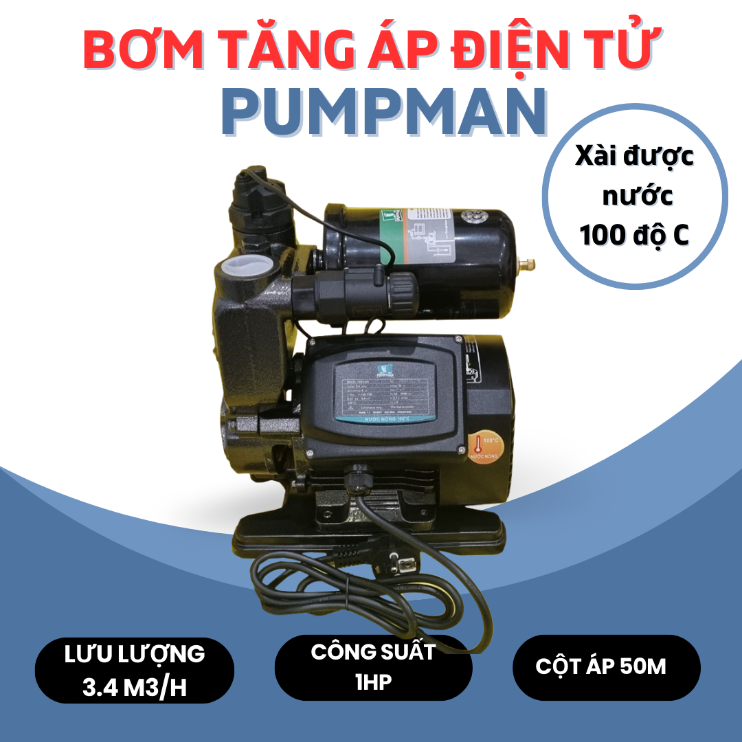 Máy bơm tăng áp điện tử Taifu Pumpman TWE750H  (xài được nước nóng 100 độ)