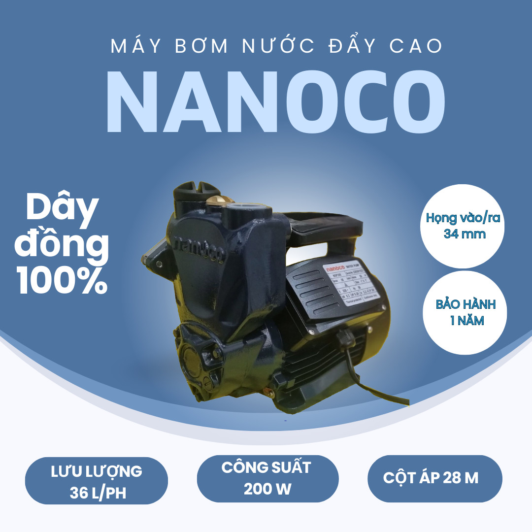 Máy bơm nước đẩy cao Nanoco công suất 200W