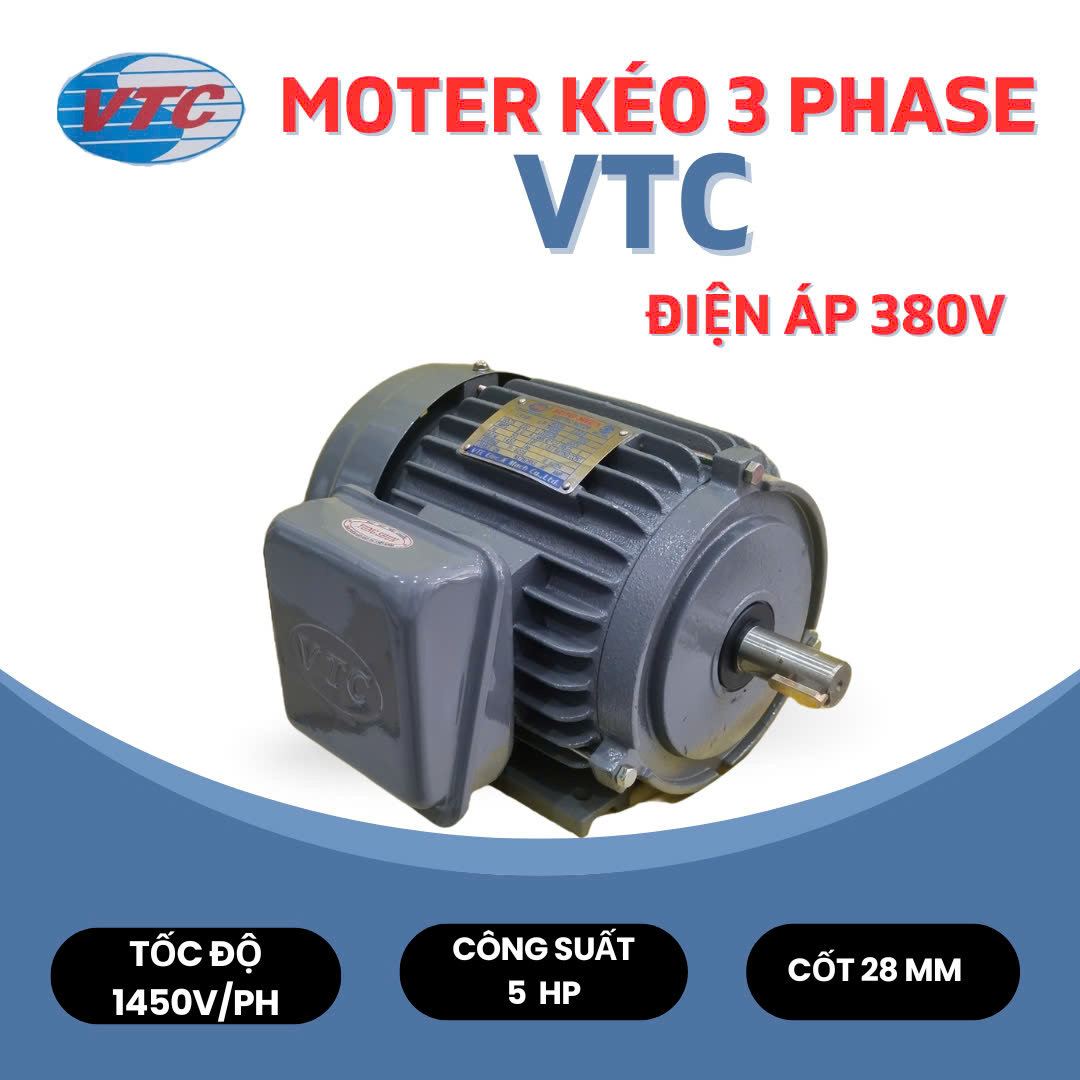 Moter VTC 3 pha tua 1450V công suất 5HP