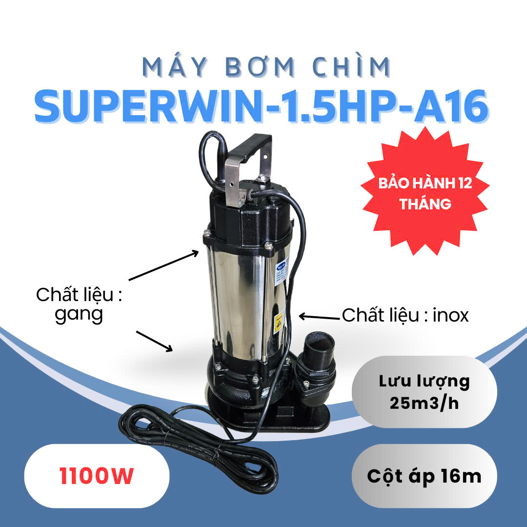 BƠM CHÌM SUPERWIN 1.5HP SPW1100-A16